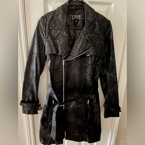 Vintage Tripp Snake Skin Belted Biker Trench Coat. Rare! Women’s Size M. Y2K